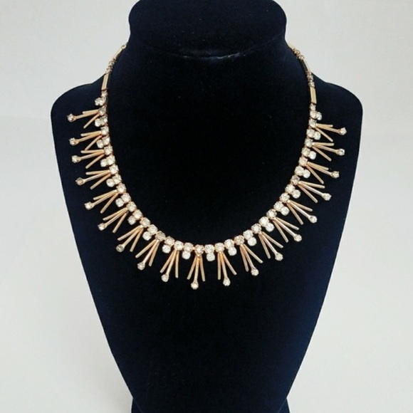 VTG Sarah Coventry Modernist “Star Shower” Gold Crystal Spiked Runway Necklace - Picture 1 of 6